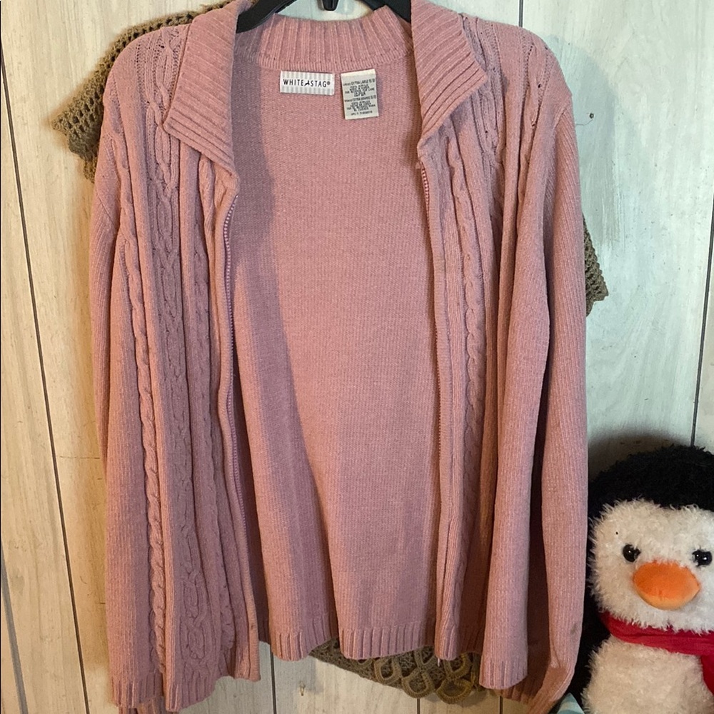 Pink Cable Knit Women's Sweater